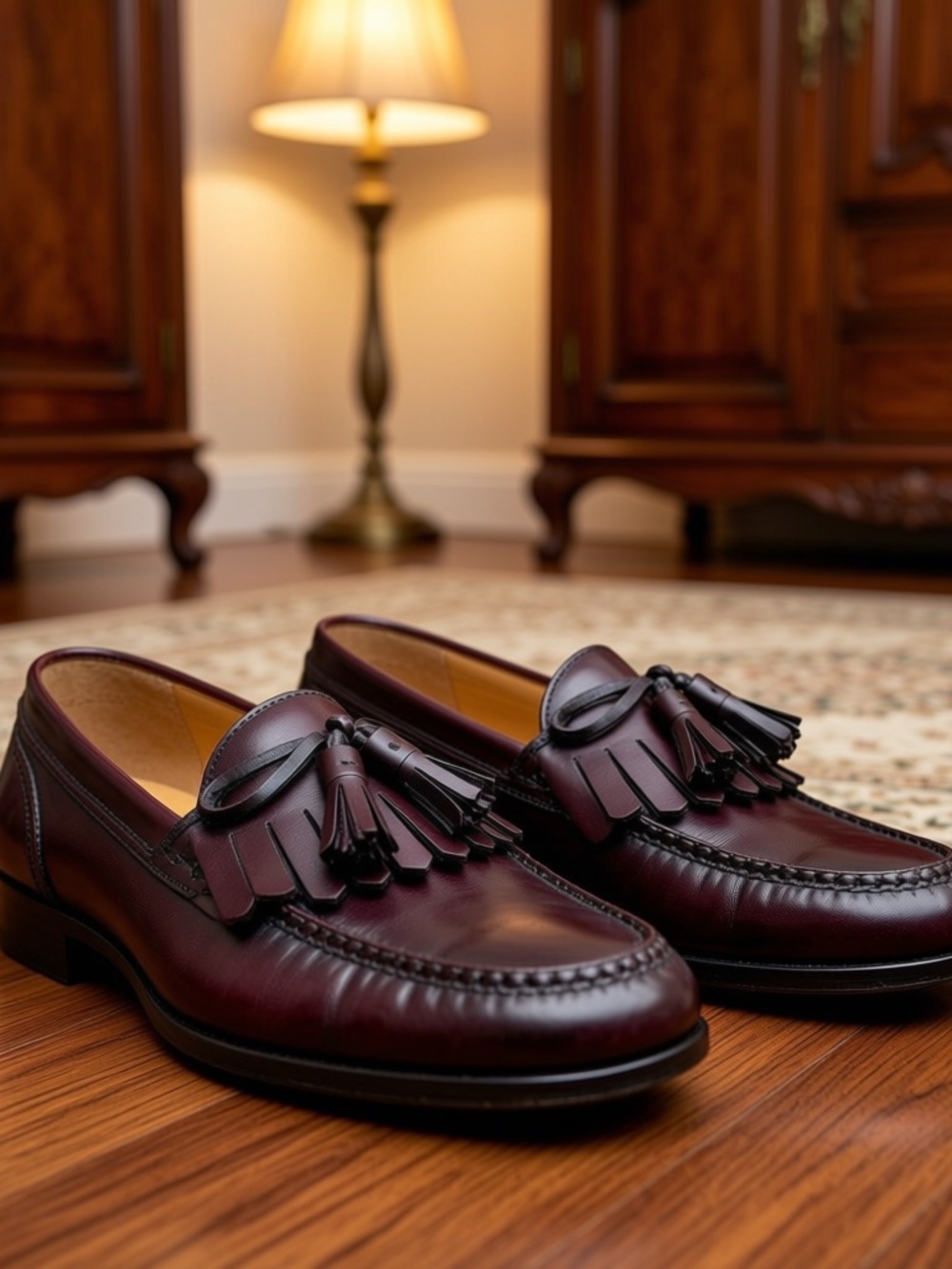 Cole Haan Pinch Tassel Kiltie Loafers Mens 10 D Burgundy Leather Dress Shoes